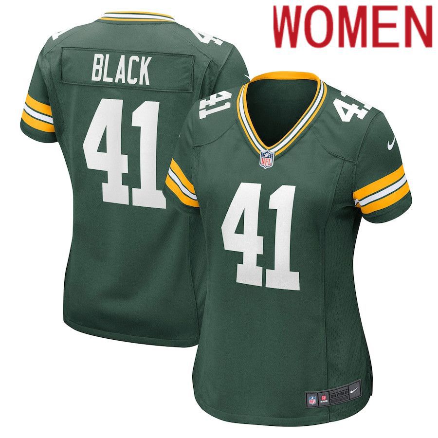 Cheap Women Green Bay Packers 41 Henry Black Nike Green Nike Game Player NFL Jersey